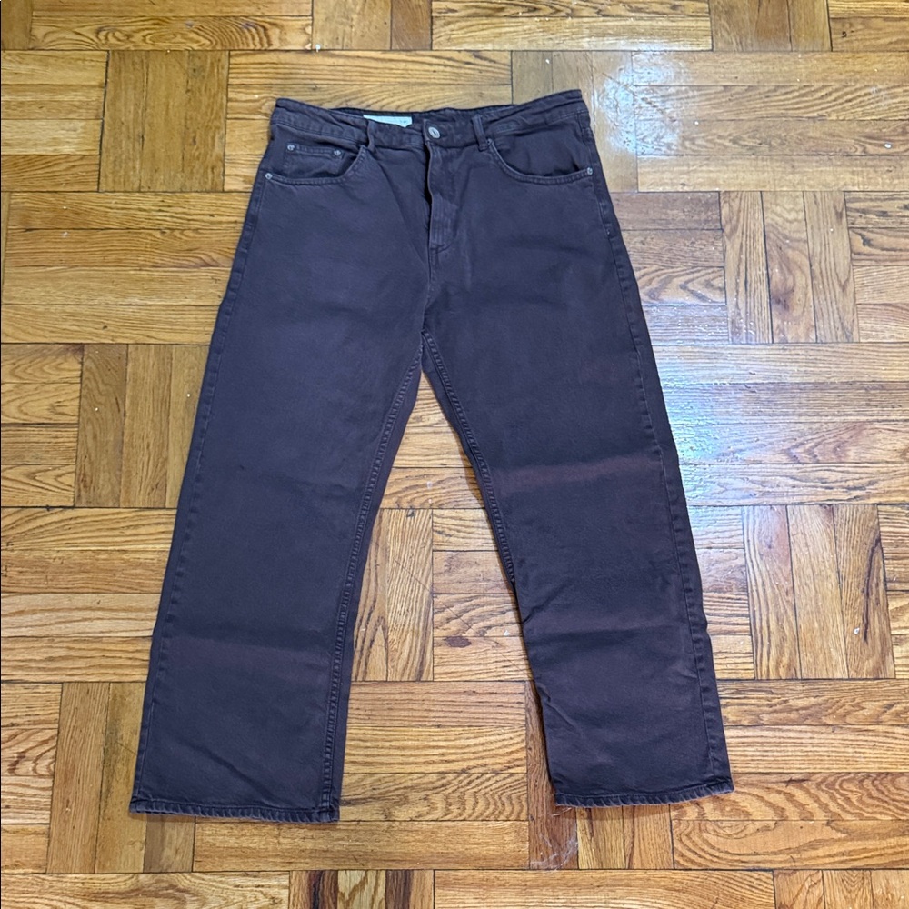 ZARA Brown Straight-Leg Jeans - Picture 6 of 11